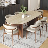 Table à manger ovale en bois massif pour 6 personnes, mobilier de restaurant en noyer, fabrication sur mesure OEM