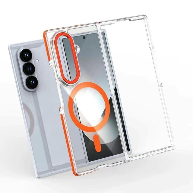 Magnetic Clear Case for Samsung Galaxy Fold 7 Transparent Slim Cover Hard Back Shockproof Bumper Support Wireless Charging