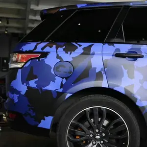 Pellicule de voiture de Camouflage bleu argent, film vinylique de haute qualité avec bulles sans Air