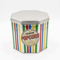 Boîte en métal octogonale personnalisée OEM, grande, de qualité alimentaire, imprimée style vintage, pour pop-corn, biscuits et bonbons de Noël et de fêtes