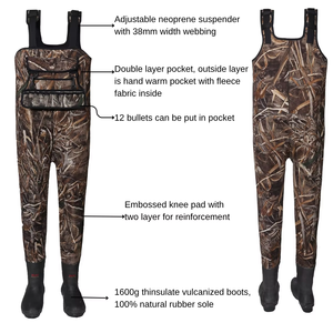 ชุดตกปลาแบบนีโอพรีนน้ำหนักเบา ลายพรางสำหรับล่าเป็ด ชุดกันน้ำสำหรับตกปลาแบบคลุมอก พร้อมรองเท้าบูท Thinsulate 1600 กรัม - Product Image 3