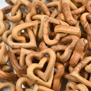 ชุดหัวใจเชื่อมต่อด้วยไม้มะกอกทำด้วยมือขนาด5ซม. ชุดหัวใจงานหมั้นงานแต่งงานครบรอบของขวัญวันเกิด - Product Image 1