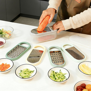 Ensemble de râpes multifonctions en acier inoxydable, 5 pièces avec plateau de rangement pour outils de découpe de légumes de cuisine - Product Image 2