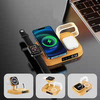 Cargador inalámbrico magnético plegable 3 en 1, reloj despertador de escritorio con luz Led Digital, carga inalámbrica rápida, reloj para teléfono inteligente, auriculares