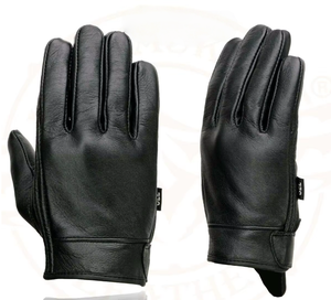 Guanti da <span class=keywords><strong>Moto</strong></span> da Uomo in Pelle Nera con Imbottitura in Gel sul Palmo, Polso Corto, Dita Intere, Antivento, per Corse, Copertura Completa del Pannello - Product Image 3