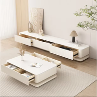 Meubles de salon de luxe support TV blanc et table basse ensemble armoire de style minimaliste moderne avec tiroir