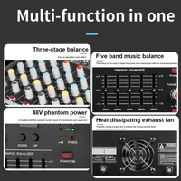 Mélangeur audio alimenté professionnel GM6X-2 16 DSP 450W * 2 6 canaux avec 2 connexions sans fil micro sans fil