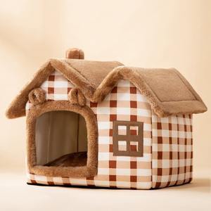 Venta al por mayor desmontable gato invierno cálido gato nido casa lavable mascota perros felpa cama cojín - Product Image 4