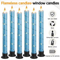 Guirlande de bougies LED en plastique bleu, effet flamme vacillante, finition cire simulée, télécommande, Noël, Nouvel An, Remise de diplôme