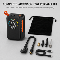Compresseur d'air sans fil rechargeable avec manomètre intelligent et écran LED pour gonflage de pneus de voiture, vélo et moto