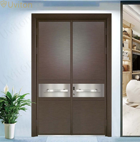 Portes principales d'entrée principale en métal aluminium Porte de sécurité à double patio Portes d'entrée de maison au design simple et minimaliste