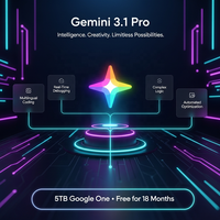 Suscripción de 18 Meses a Google Gemini AI Pro, 5 TB de Almacenamiento, Cuenta de Gmail Propia, Uso Global, Plan Familiar Privado para 5 Usuarios, Compatible con Linux y MAC