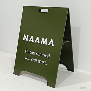 Windproof Folding Sidewalk Sign Stainless Steel Sandwich Board Pavement a <b>Frame</b> Sign Stand Outdoor - Product Image 1