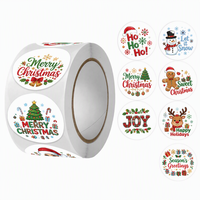 Rouleaux d'autocollants ronds personnalisés pour Noël, autocollants circulaires Joyeux Noël pour boîtes cadeaux, vente en gros, fournisseur d'usine, faible MOQ