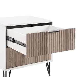 Nightstand <b>Rustic</b> Gray White 2 Drawer Storage <b>Cabinet</b> Modern Bedroom Furniture - Product Image 5