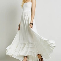 Robe longue fendue trapèze unie avec logo personnalisé, nouveau design, pour vacances à la plage, style bohème, écologique, lavable, en tissu tissé