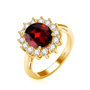 แหวนพลอย<span class=keywords><strong>โกเมน</strong></span>สังเคราะห์925เงินสเตอร์ลิงทำด้วยมือไม่เหมือนใครแหวนคริสตัลคลาสสิกสำหรับงานแต่งงานแหวนผู้หญิง - Product Image 1