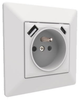 Prise murale USB Type C PHIDIAS U8 20W PD, norme UE Afrique de l'Ouest, 16A/3A, 2 ports, panneau en laiton ignifuge, 250V