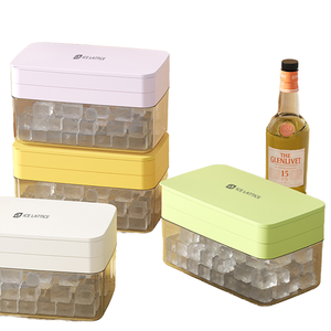 Sesame BPA Free Eco-Friendly Silicone <b>Plastic</b> Easy-release Ice Cube Tray <b>Lid</b> <b>Bin</b> Spill-resistance Durable Flexible Ice Mold - Product Image 1