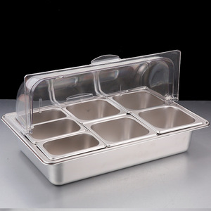 Plateau d'affichage de fruits en acier inoxydable facile à nettoyer rotatif à plusieurs niveaux pour les sandwiches de thé de l'après-midi de café de produits frais de <span class=keywords><strong>supermarché</strong></span> - Product Image 1