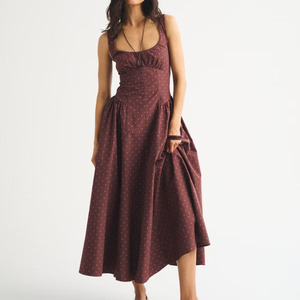 Vestido Largo de Algodón con Bordado de Encaje Vintage para Mujer, Estilo Línea A, con Tirantes Anchos y Fruncido en el Busto, para Uso Casual de Verano - Product Image 3