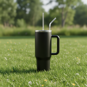 Vaso de Cerveza de Vidrio Sublimado Hipdeer de 12oz/16oz, Doble Pared, Aislado al Vacío, con Asa y Pajita, Diseño Minimalista Ecológico - Product Image 2