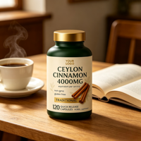 Capsules de cannelle de Ceylan pour adultes OEM 4000 mg avec bienfaits antioxydants, favorise l'énergie, durée de conservation de 18 mois, certifié ISO 9001