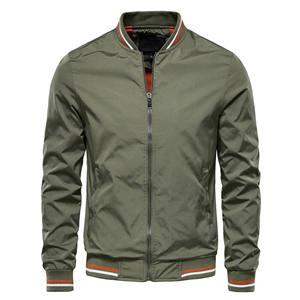 Chaqueta bomber informal ajustada de primera calidad para hombre, diseño personalizado de alta calidad con patrón de letras de Color sólido para la temporada de primavera - Product Image 3