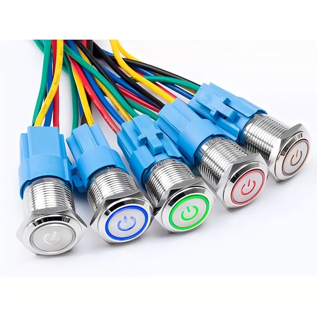 Yujie 16mm 12V 10A Blue/Red/Green LED Momentary Waterproof Stainless Steel Push Button Power Switch