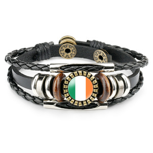 Nouveau bracelet en cuir vintage unisexe fait main avec motif drapeau national européen et accents de pierres précieuses pour <span class=keywords><strong>souvenirs</strong></span> touristiques Henan Mixte - Product Image 4