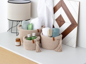 Juego de 3 cestas de almacenamiento de pañales de tela de ganchillo con asas para organización de guardería para Baby Shower regalo Almacenamiento de Juguetes - Product Image 3