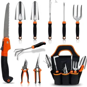 10 PCS Stainless Steel Heavy Duty Gardening Tool Set with bag Ideal garden tools gift set for Women and men