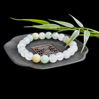 Bracelet en jadéite birmane naturelle de qualité A, perles rondes, bracelet en jadéite de haute qualité pour femmes, jadéite birmane (avec NGTC)