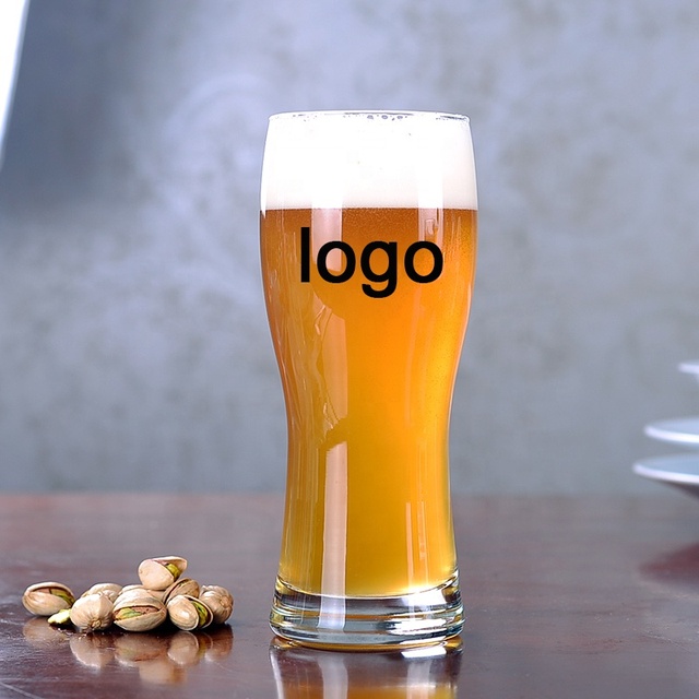 500ml Custom logo Weizen Craft Beer Glass Cup clear Pilsner Beere Glasses for bar Restaurant Pub Reusable Beer Glass