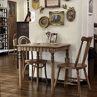 Ensemble table et chaises de salle à manger carrées en bois massif de style vintage américain, meubles de salle à manger rectangulaires rustiques de style farmhouse