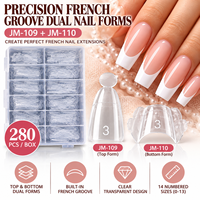 280 pièces de moules à ongles double forme à rainures françaises, pour extensions d'ongles carrées à double embout (supérieur et inférieur) type sandwich, vente en gros JM-109+110