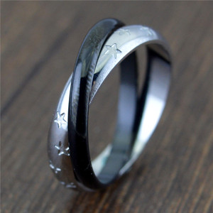 펑크 성격 별 더블 서클 유리 반지 남성 여성 커플 쥬얼리 발렌타인 데이 선물 STR160 - Product Image 2