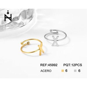 Anello in Acciaio Inossidabile a X, Oro e Argento, 6mm, 12 Pezzi, Gioielli alla Moda - Product Image 1