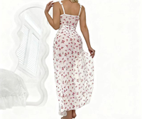 Pyjama en mousseline imprimée sexy de haute qualité, soutien-gorge push-up, string transparent, nuisette en dentelle florale, robe de plage longue fendue pour femme