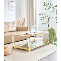 Cadre en acier inoxydable de luxe Table basse rectangulaire décor acrylique salon Centre Table à thé meubles de salon