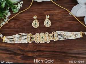 Conjunto de Gargantilla Étnica de Diseño con Cuentas, Estilo Antiguo, Acabado Dorado de Alta Calidad, Ideal para Fiestas y Trajes Tradicionales - Product Image 2