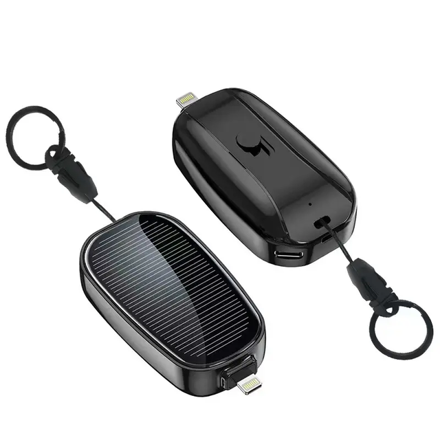 2025 Best Selling Solar Power Bank Keychain 1200mAh Power Bank Solar Panel Charger for Smart Phone