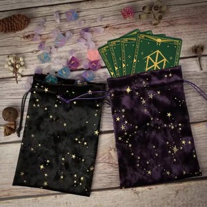 Velvet Tarot Oracle Cards Storage Bag Star Printed Tarot Pouch Rune <b>Dice</b> Crystal Jewelry Bag Multiple Use Pouch for Home Storage - Product Image 1