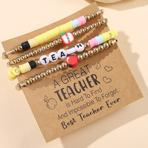 Bracelet Alphabet Inspirant en Pâte Polymère Perlé, Cadeau pour Enseignant, Bijou Unisexe Printemps 2026 - Product Image 2