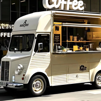 Camion de restauration électrique autonome avec planification de route par GPS et surveillance à distance, kiosque de libre-service alimenté par l'IA pour les campus technologiques