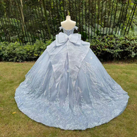 Robe de Quinceañera bleue, robe de bal, fournisseurs, grande taille, robe de mariée séquentielle, décorations en cristal, dos en dentelle, vêtements de fête pour femmes