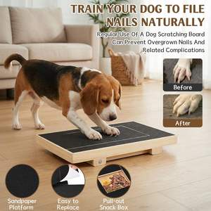 Planche à gratter pour chiens en bois, extractible, pour le soin des ongles des animaux, planche interactive d'entraînement pour le grattage des ongles des chiens avec compartiment à friandises - Product Image 2