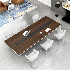 Mesa de madera para sala de reuniones, mueble moderno para 8 personas, oficina y Conferencia - Product Image 4