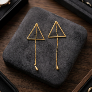 Pendientes Colgantes de Cadena de Latón Chapado en Oro Geométricos BPE-51 de Soumya Creations, Joyería Unisex de Estilo Bohemia - Product Image 3