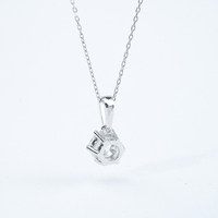 Starsgem Collier Pendentif Classique Unisexe Solitaire Brillant 1 carat à Six Griffes Diamant de Laboratoire Couleur D Plaqué Rhodium Argent 925